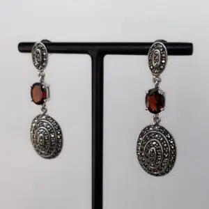 boucles-d-oreilles-marcassites-grenat