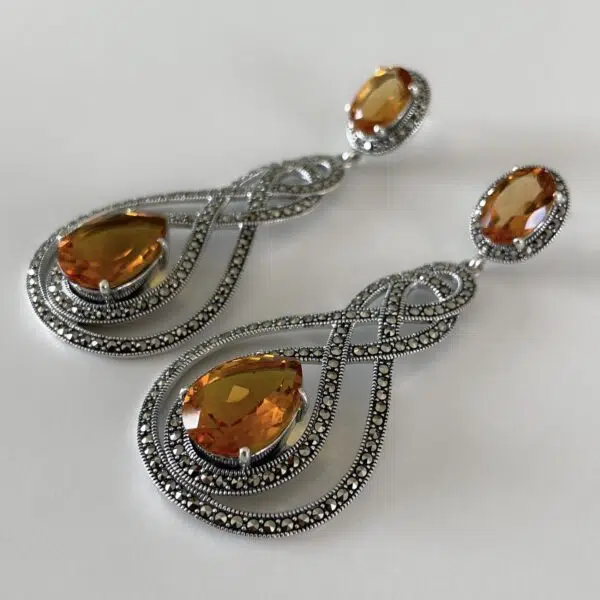 boucles-doreilles-marcassite-citrine