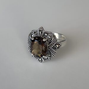 bague-quartz-fumé-argent