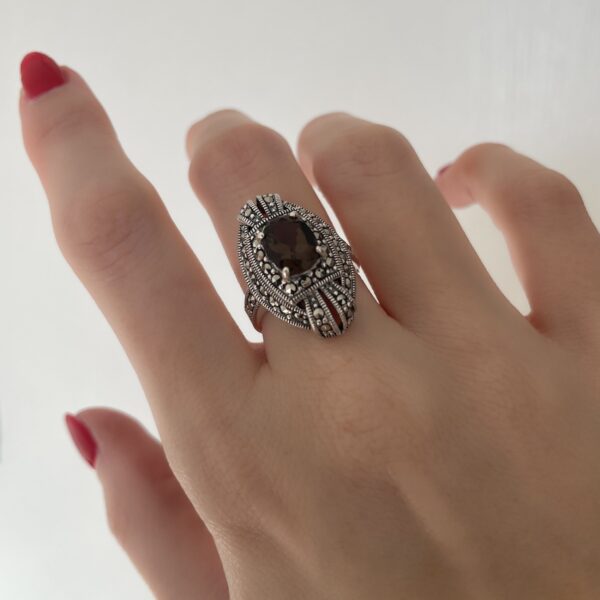 bague-quartz-fumé-argent