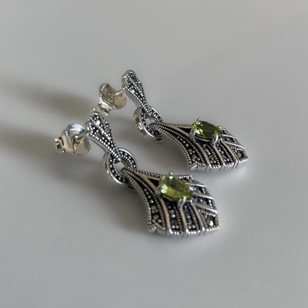 Boucles-doreilles-argent-peridot-naturel